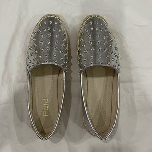 Espadrilles Shoes Silver Beaded
